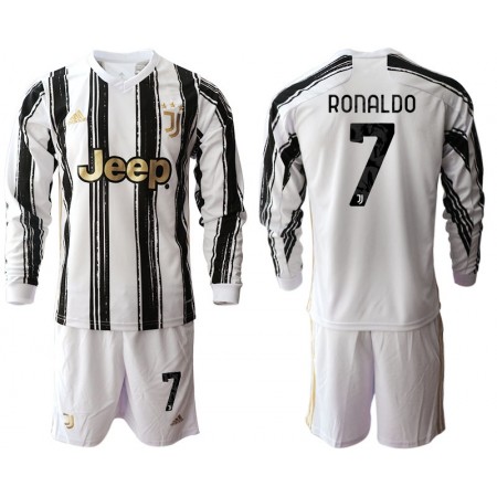 Billiga Fotbollströjor Juventus Cristiano Ronaldo 7 Barn Hemma tröja 2020/21 Långärmad